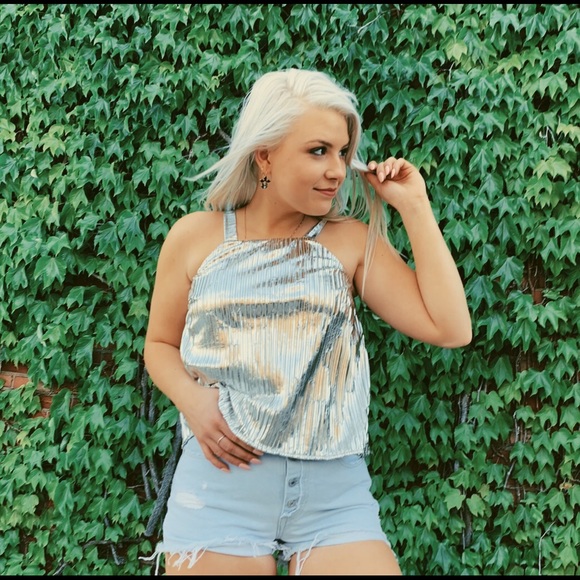 Anthropologie Maeve Gold Metallic Trendy Tank - Picture 2 of 7